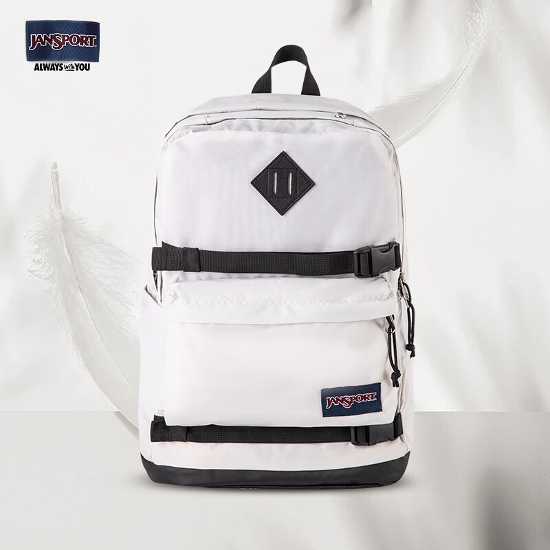 JANSPORT杰斯伯双肩包男背包书包女多隔层高中大学生包 47KX88T 初雪/奶灰白-侧袋+隔层