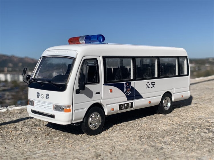 升辉1:32合金汽车模型玩具丰田柯斯达考斯特面包车警 公安 消防/警车