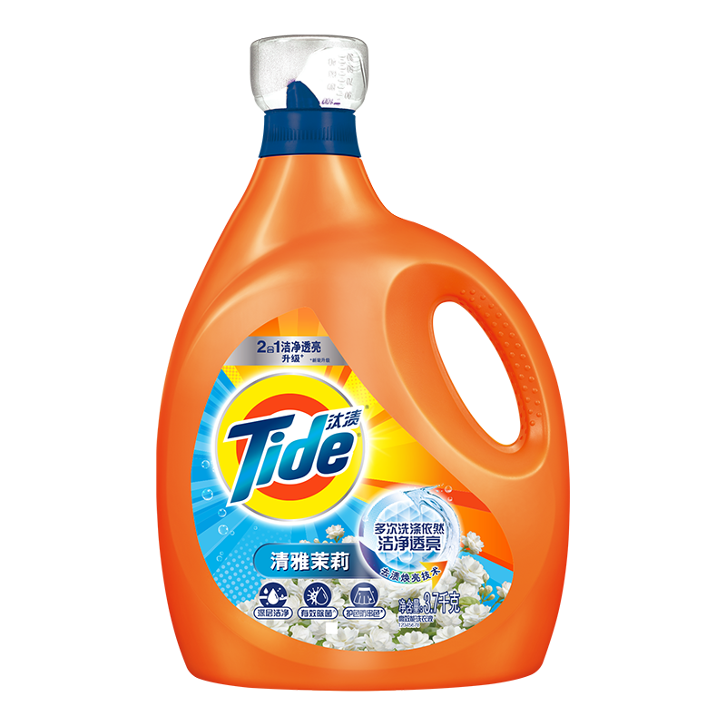 汰渍 Tide 2合1深层洁净亮白炫彩 防串色洗衣液3.7KG/瓶