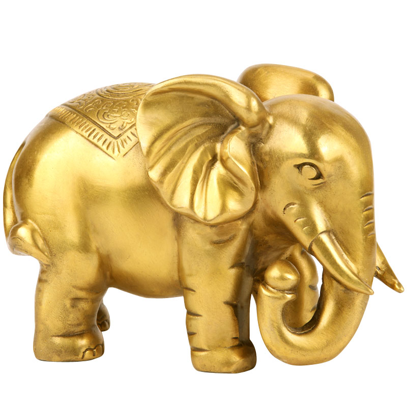 节铜大象摆件一对吸水象铜象工艺品店铺客厅开业礼品 新款小号聚财象
