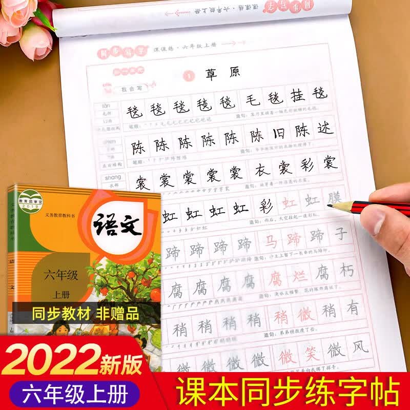 六年级上册语文同步字帖练字帖人教版写字练字专项训练每日一练小学6年级部编版教材钢笔临摹硬笔书法练笔画 六年级上册同步字帖 六年级上