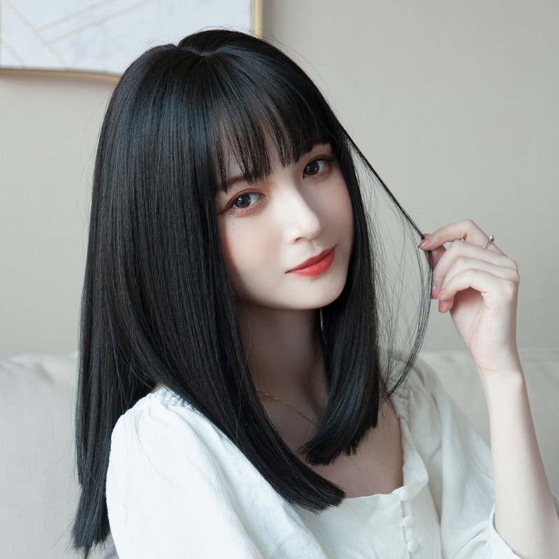 Actual Self假发女长发 女士全头套自然逼真网红齐肩学生锁骨假发套 自然黑+护理四件套属于什么档次？