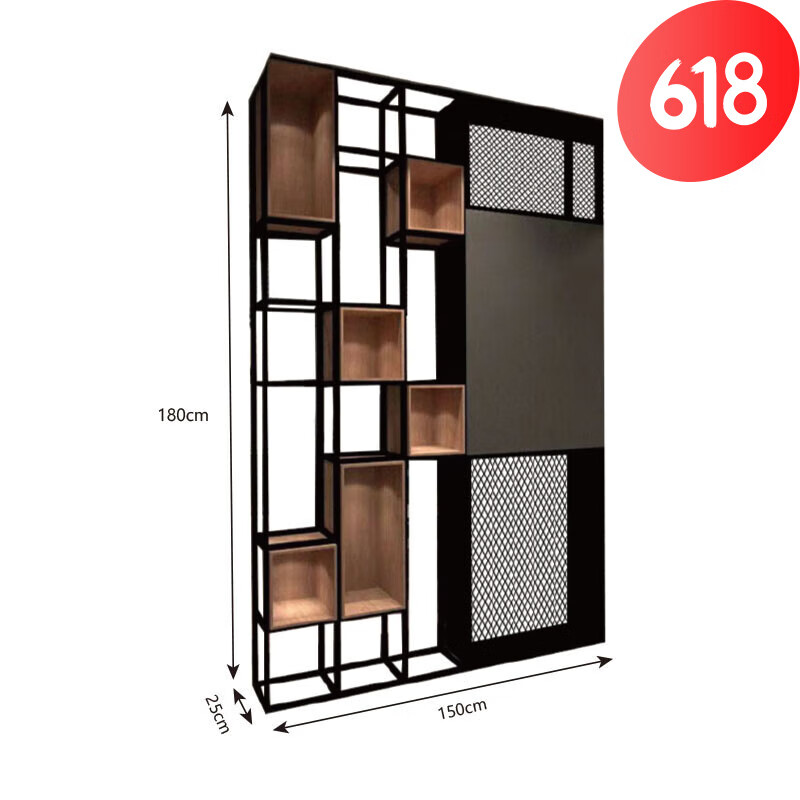 创京懿选办公室屏风隔断置物架loft工业风书架装饰展示架企业形象墙