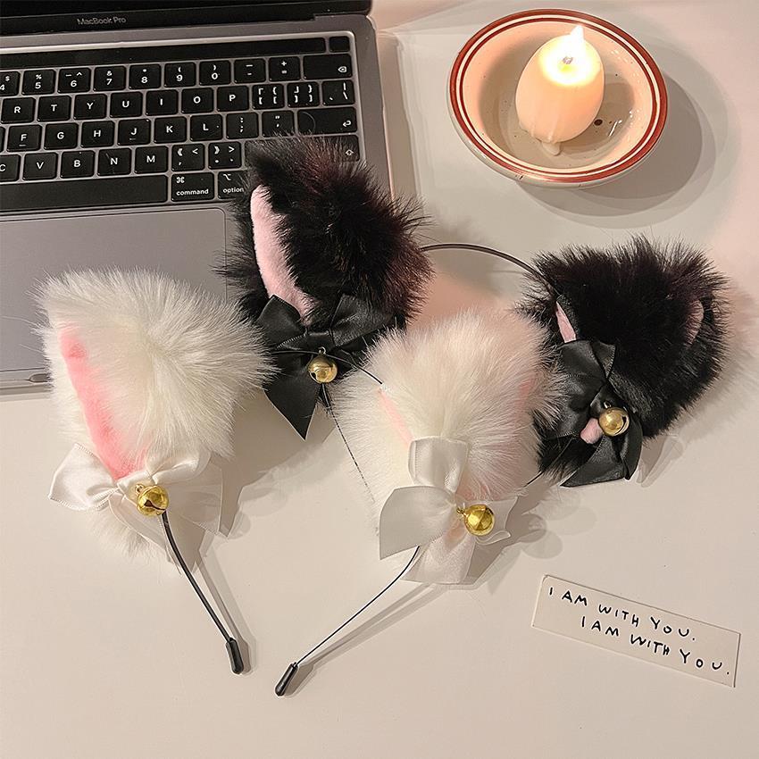 oloey 猫耳头饰女仆发箍少女猫咪发卡头饰个性发饰搞怪猫耳可爱铃铛头