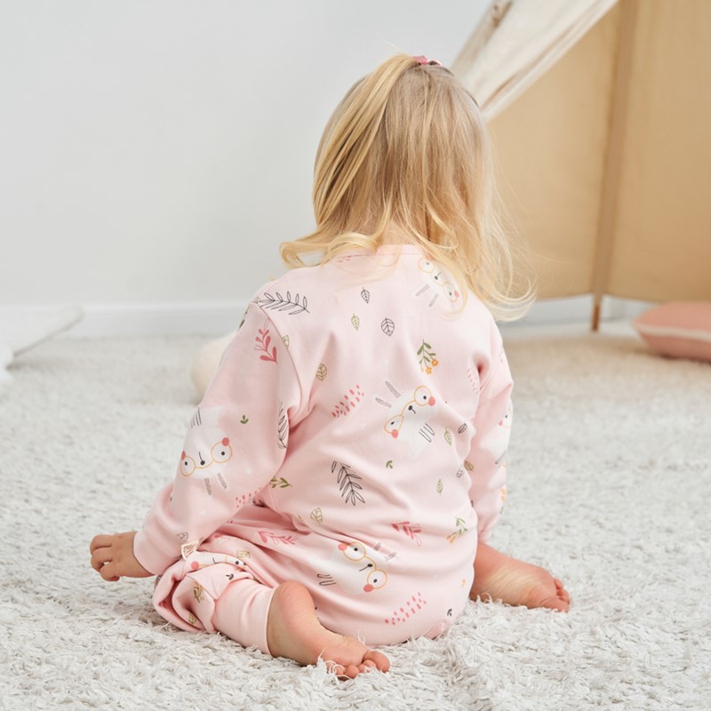 甜蜜礼物四季单层分腿睡袋春夏秋冬新款婴幼儿童男女宝棉分腿睡袋家居服 单层【春秋22-28度】粉色兔子 90码(身高80-95CM)12-24个月