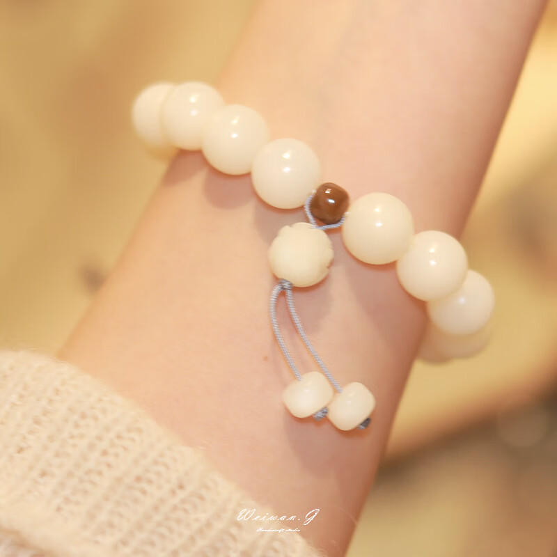 蝶灿 一树一菩提白玉菩提手链白莲花汉服配饰手串男女情侣佛珠 一树一