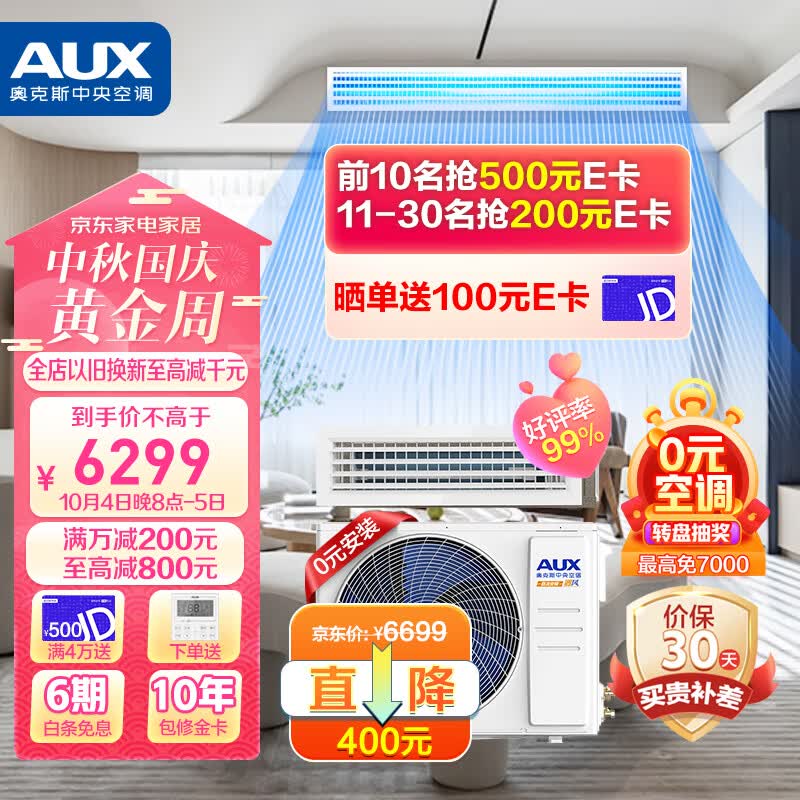 奥克斯(AUX)中央空调风管机一拖一3匹一级能效直流变频客厅卧室嵌入式空调GRD72/BPR3YA(B1) 京仓派送怎么看?