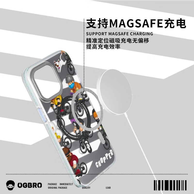 OGBRO2.5D系列苹果iPhone15promax手机壳磁吸充电个性小众防摔iPhone15情侣国潮潮牌卡通时尚高端保护壳 (滑板 磁吸款) iPhone15