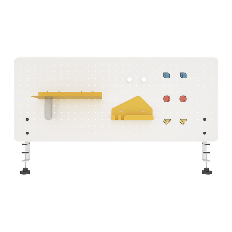 乐歌洞洞板升降桌配件墙上免打孔收纳置物杂物整理桌面搭配创意装饰盲盒架 黄白