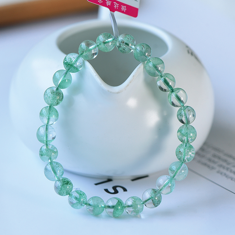 旭元 天然翠绿绿幽灵小众设计高级感圆珠手链饰品礼物一物一图 珠径约7.7mm重约15.4g