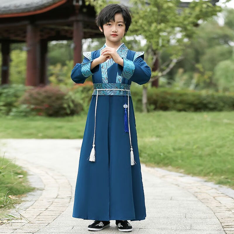 菏泽汉服男古风侠客公子童春季薄1款儿童古装春装高端国学少 男款国学