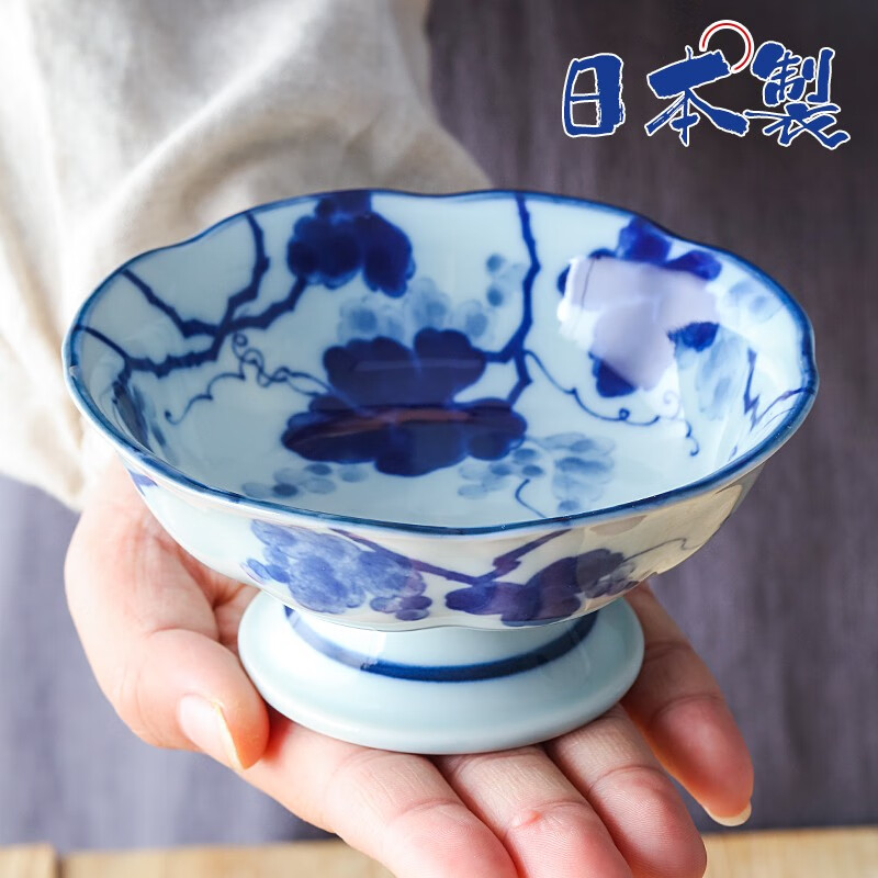 Lucky Lychee日本进口美浓烧陶瓷甜品碗高脚水果杯家用复古餐具日式冰淇淋杯 单支