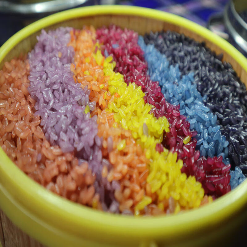 宜享健康花米饭云南五彩米五色米植物染色彩色米七彩米七彩糯米饭彩色