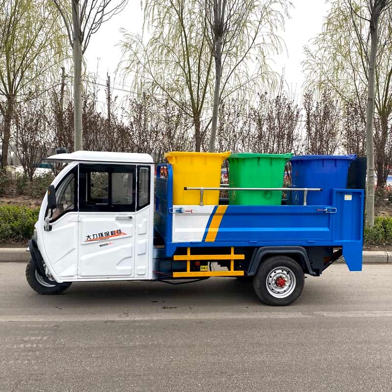 新能源电动三轮垃圾运输车液压尾板升降垃圾车小型垃圾桶转运车6桶装