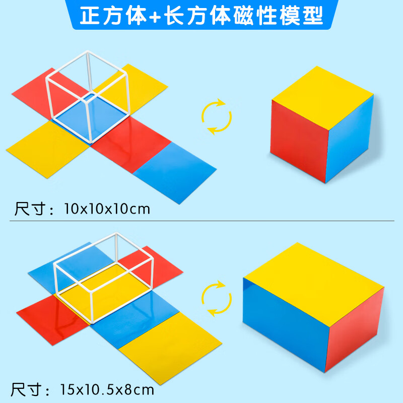 正方体长方体数学教具模型小学五年级可拆卸展开图棱长与表面积计算