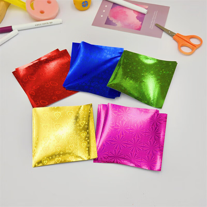 折纸彩色珠光纸闪光纸儿童手工纸美劳彩纸正方形千纸鹤纸镭射diy (1包