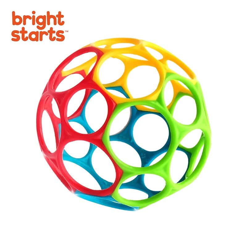 Bright starts【美国正版】奥波球Oball婴幼儿玩具 曼哈顿宝宝手抓软球 可啃咬 奥波小号软球-亮彩色怎么看?