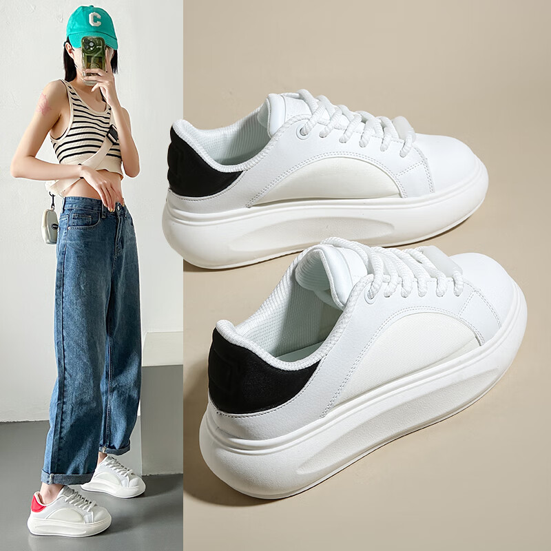 xtft断码麦昆小白鞋女鞋新款2023时尚气质配裙子板鞋潮厚底秋季运动鞋