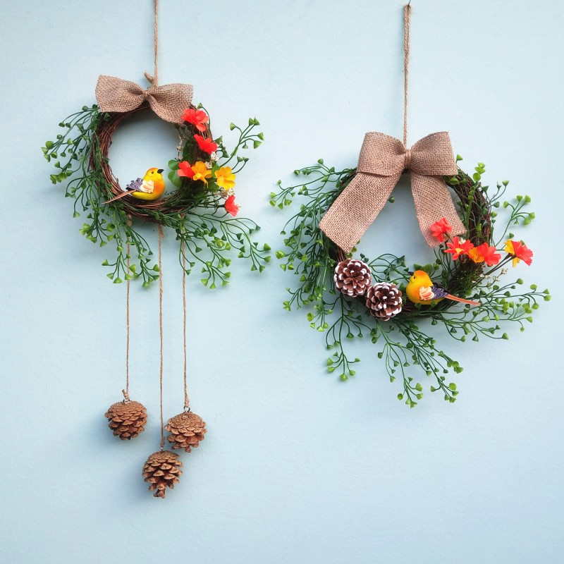 花环装饰创意墙上挂饰客厅背景墙装饰幼儿园diy环创挂件家居饰品 红色