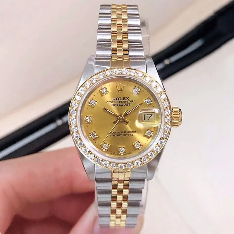 【二手95新】劳力士(rolex)日志系列自动机械女表 18k黄金后镶钻石