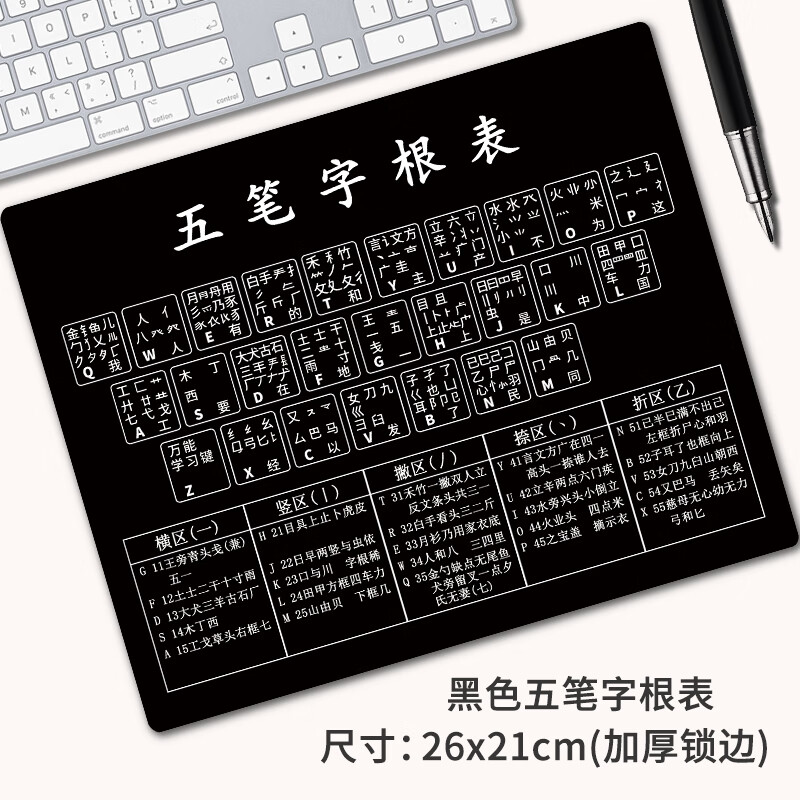 五笔字根表图鼠标垫五笔 五笔字根表 五笔字型字根键盘图助记词打