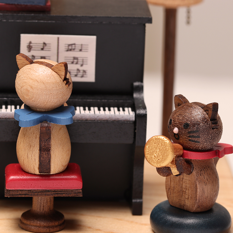 Wooderful Life森活木趣猫咪钢琴木质音乐盒送女朋友小女孩生日八音盒儿童礼物