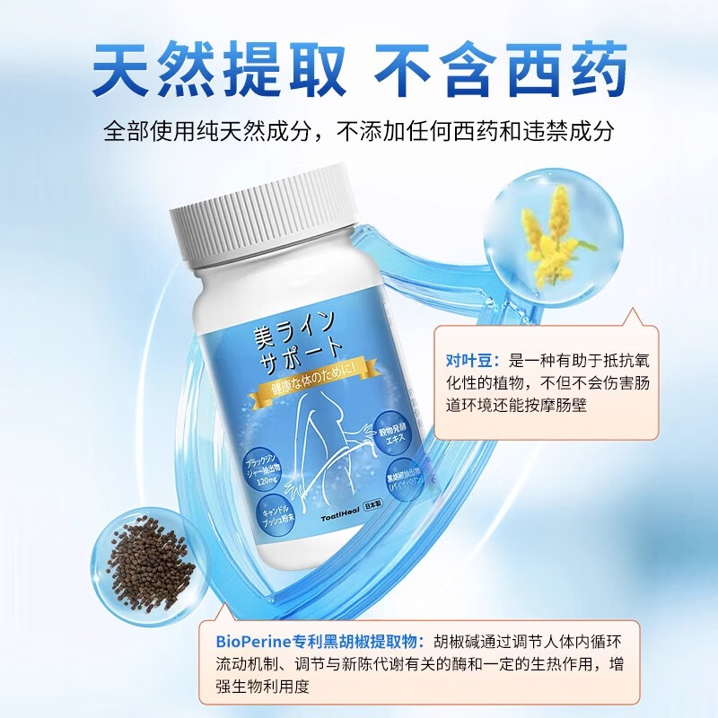 同太和TOATLHEAL日本排油丸膳食纤维阻断碳水脂肪油糖吸收减肥瘦肚子燃脂大餐救星 60粒/盒（实惠五盒装）5个月量