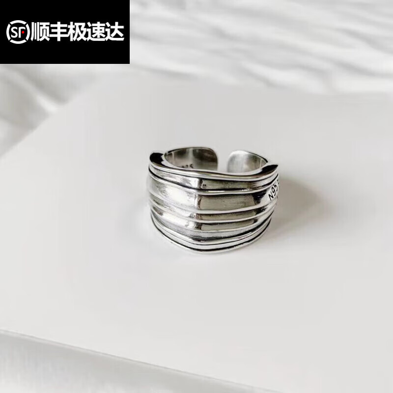 吴美人生日礼物创意口罩戒指s925足银戒个性潮男嘻哈食指环光面有型复