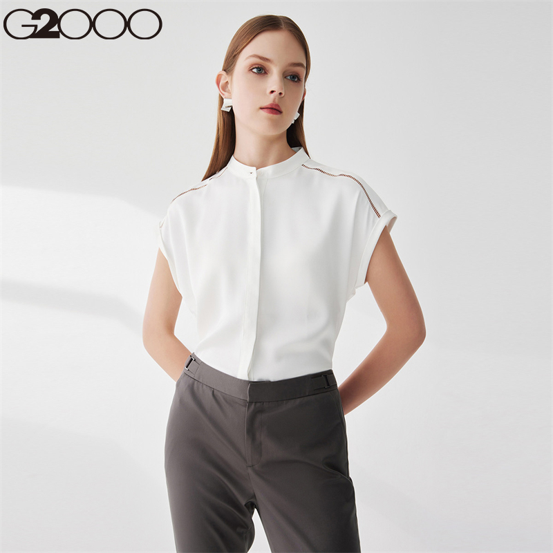 g2000女装衬衫2022年夏季光感透气衬衣时尚休闲撞色短袖上衣21741090