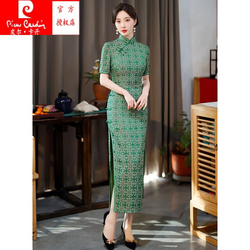 皮尔卡丹（pierre cardin）绿色旗袍新款2023年轻款高端气质民国风母亲高考送考长款女感 绿色 XL怎么样,好用不?