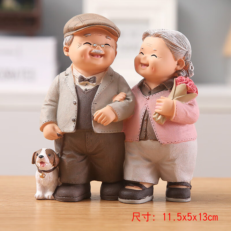 今世康金婚纪念日礼物送爸妈老头老太太摆件老两口恩爱夫妻老人玩 拿
