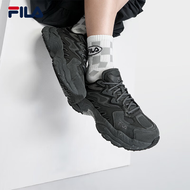 Fila 斐乐官方蕨草鞋fern女鞋运动鞋2023秋户外老爹鞋厚底休闲鞋 In Black