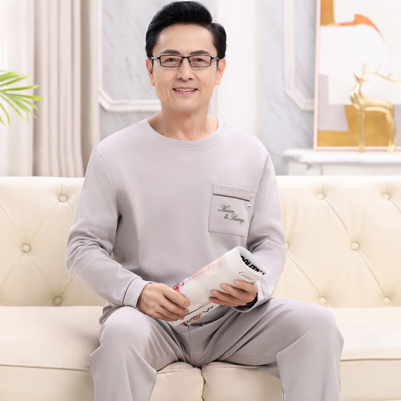 猫人爸爸装德绒  套头长袖加厚睡衣 260g 圆领设计 暖冬必备 可外穿 42M16001 L