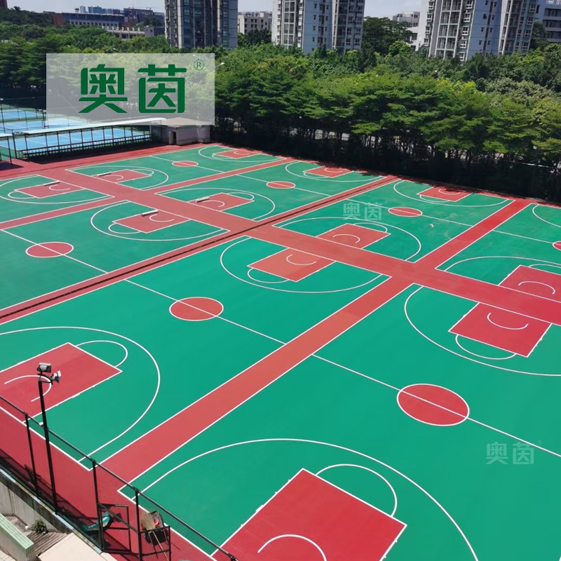 奥茵aj-6618硅pu篮球场 户外标准塑胶篮球场地面地垫室外地胶面层体育