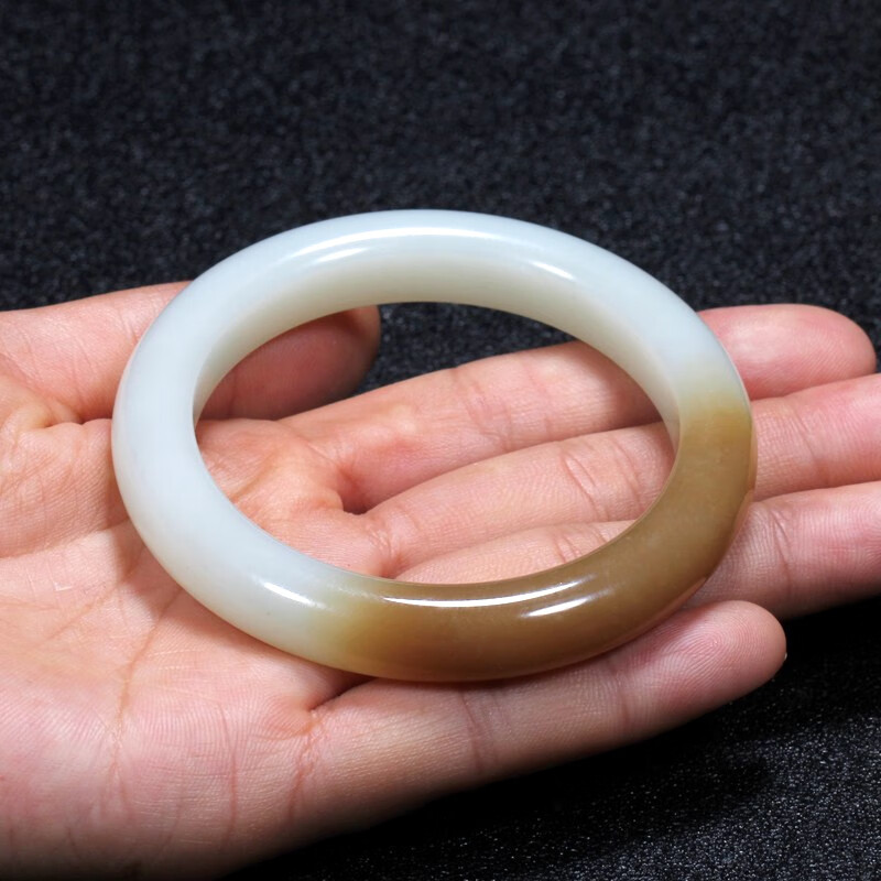 彩陌(cqmo)天然新疆和田玉糖白玉手镯且末料女款玉镯少女玉石细条圆款