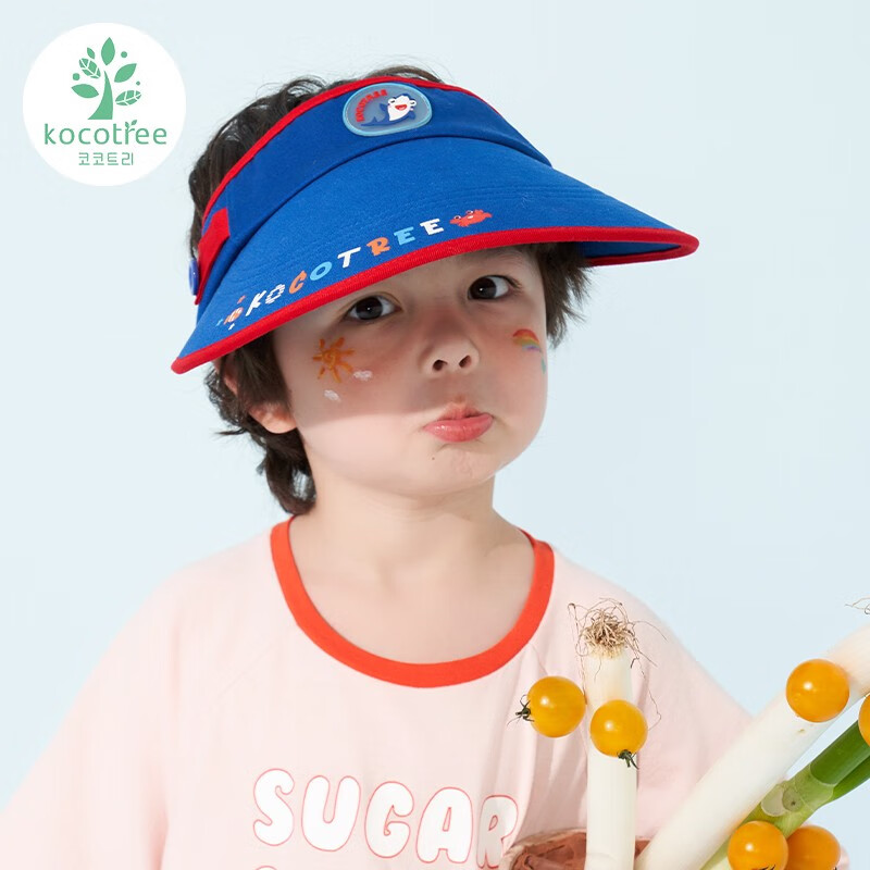 kocotree儿童遮阳帽子夏季太阳帽男女童防晒遮阳帽空顶防紫外线透气凉帽 深海蓝鲨鱼 M 帽围50-54cm 可调节 建议3-8岁使用感如何?