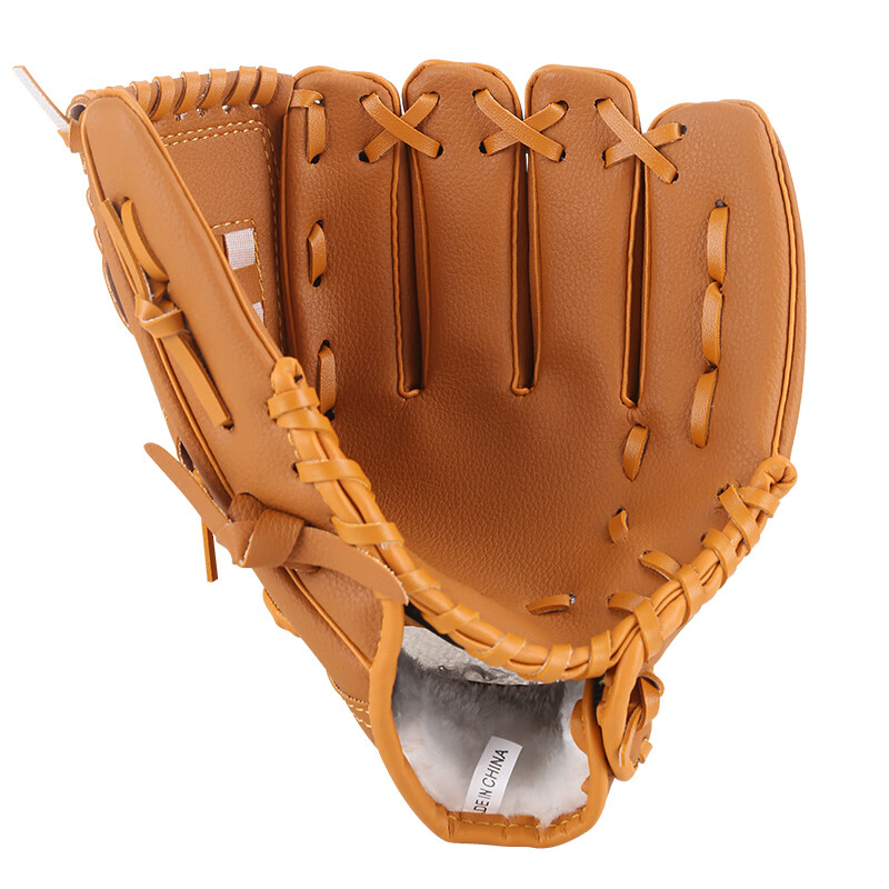 京拜棒球手套儿童棒球青少年棒球手套装备大学生体育课垒球投手套 10.5寸棕色手套（无球）-155cm身