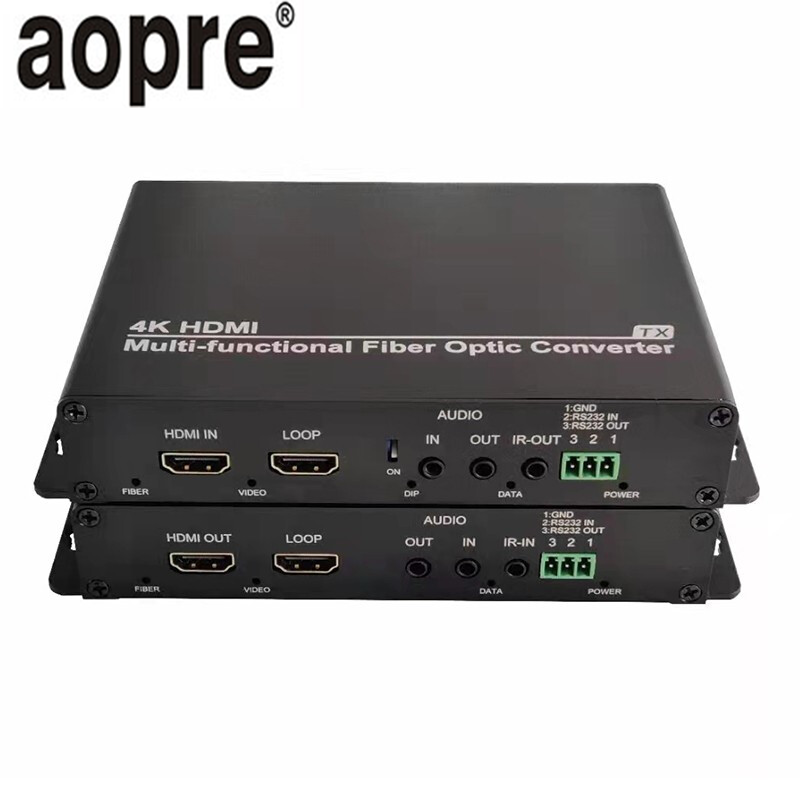 aopre（欧柏互联）4K高清HDMI/DVI无压缩视频光端机HDMI网络延长器 1路HDMI+环出+外置音频+IR+232（4K）