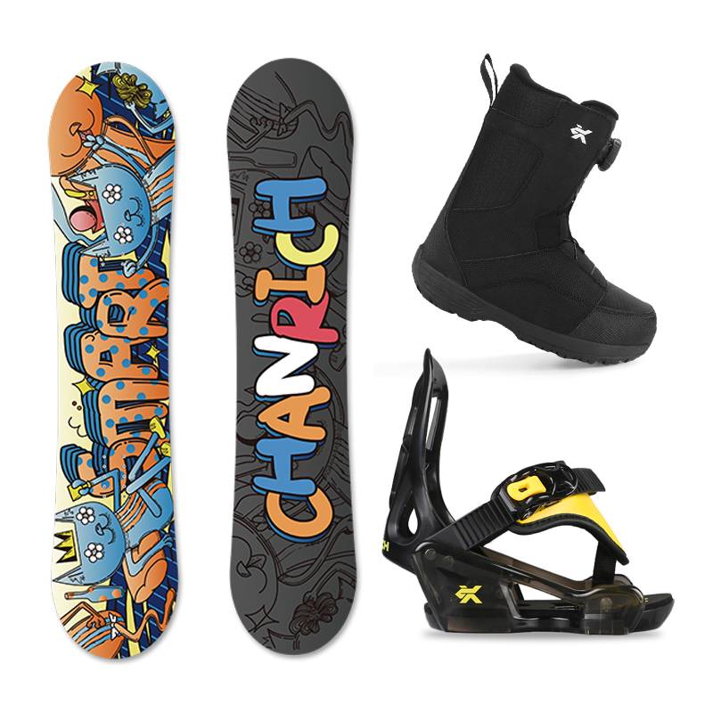 单板滑雪板儿童青少年男女款初学者固定器雪鞋套装滑雪户外装备 狂欢