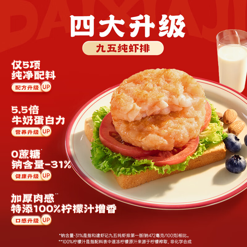 逮虾记【新升级】鲜虾饼218g虾含量95%儿童营养早餐半成品低脂虾排虾滑 【新升级】5盒赠1袋鱼排