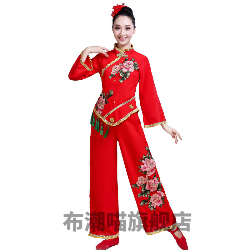 花淯威风锣鼓服装新款秧歌女古典中老套装扇子演出服胶州腰鼓打鼓