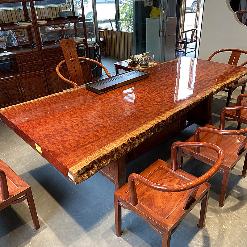 神至巴花实木大板 餐桌巴西花梨鬼脸水波纹sn7933 巴花大板专pai