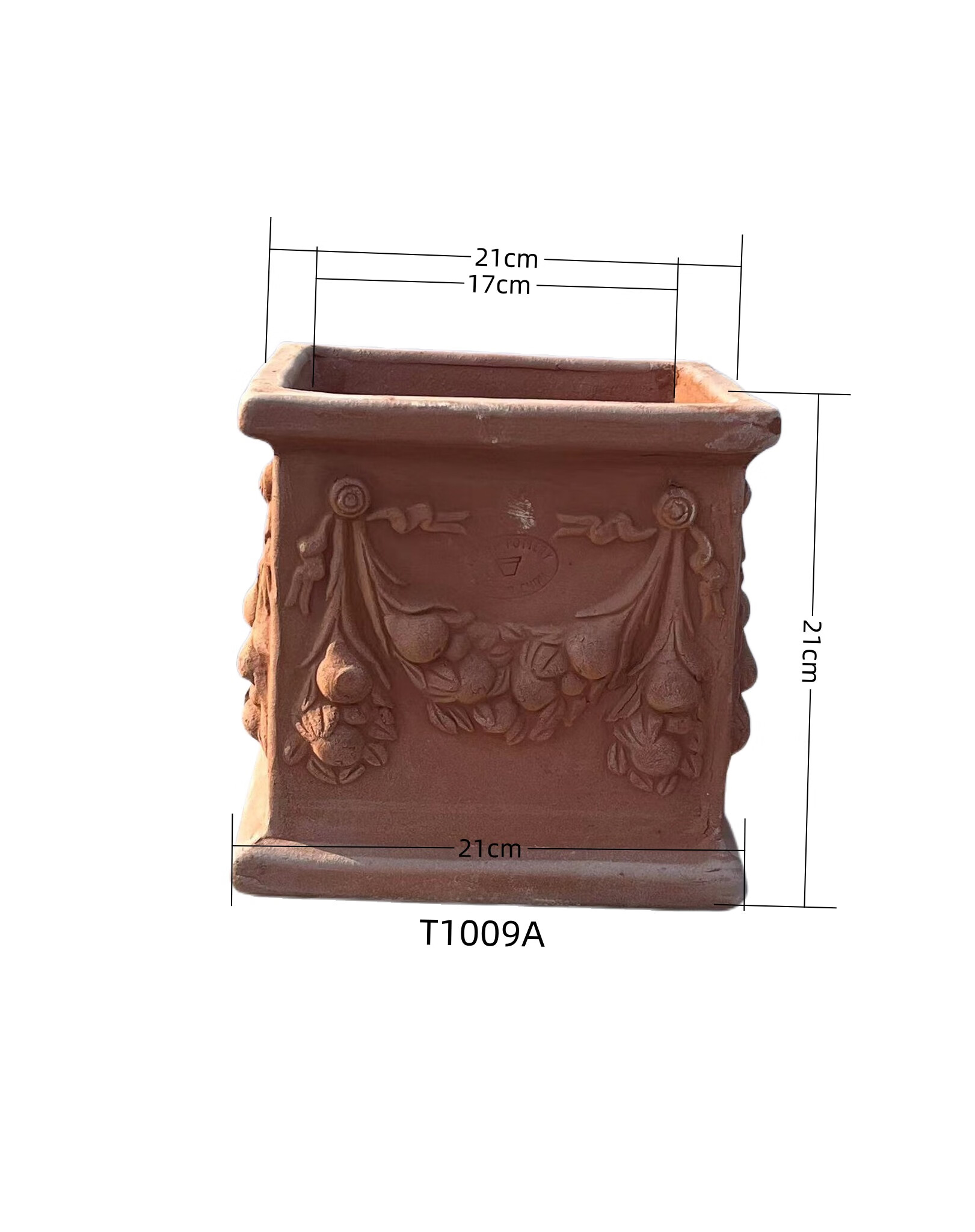 勋狸粑高浮雕,仿古花盆,陶盆,陶罐,高大上,意大利,红陶,1009 t1009a
