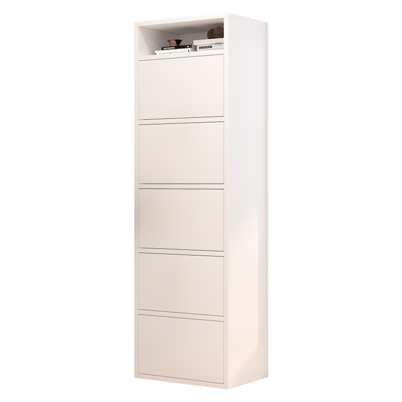 人文成家 鞋柜简约家用收纳五斗柜卧室大容量多层储物柜小户型靠墙简易小柜子 【拉手款】暖白色三门40cm