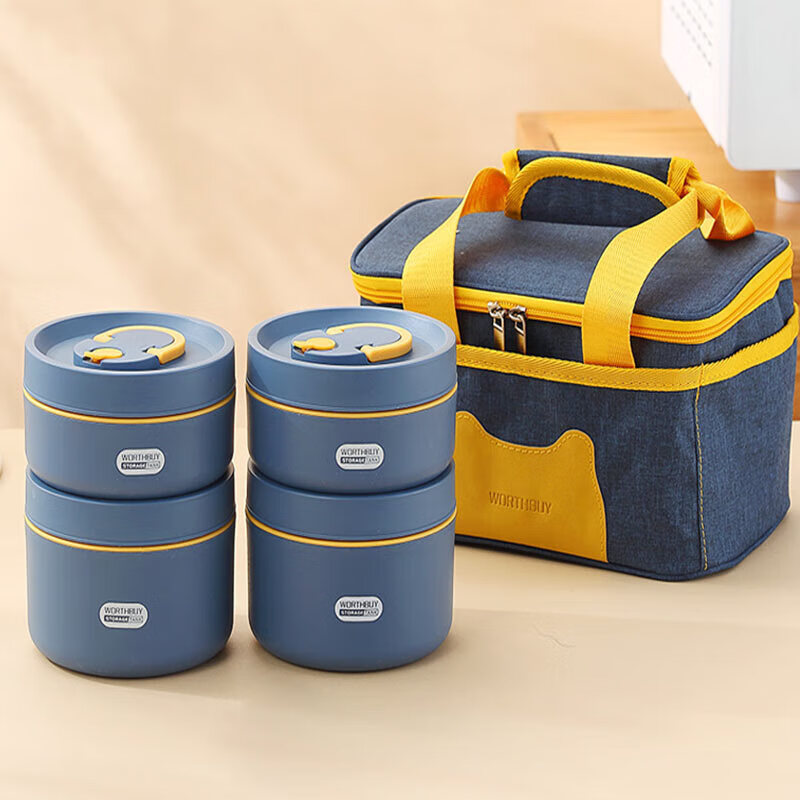 沃德百惠(worthbuy)304不锈钢饭盒上班族学生用保温分格餐盒手提保温