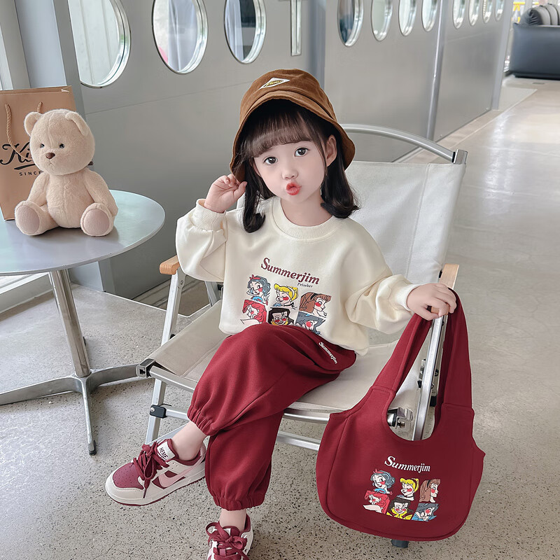 2024新款女童春套装新款休闲儿童运动卫衣纯棉小女孩洋气宝宝两件