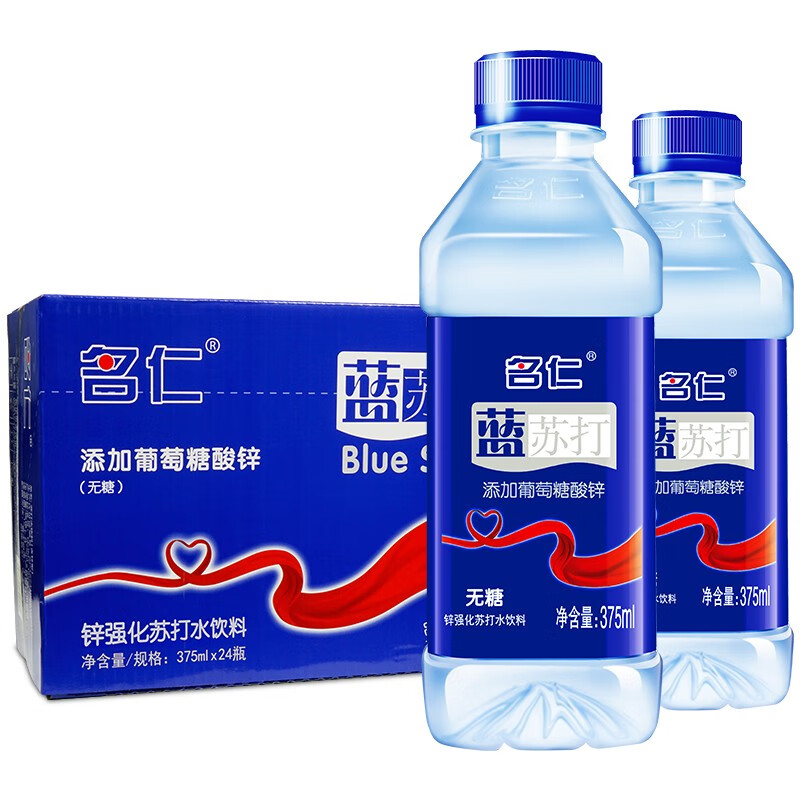 名仁苏打水饮料无汽弱碱性添加375ml*24瓶/箱 整箱装 默认1