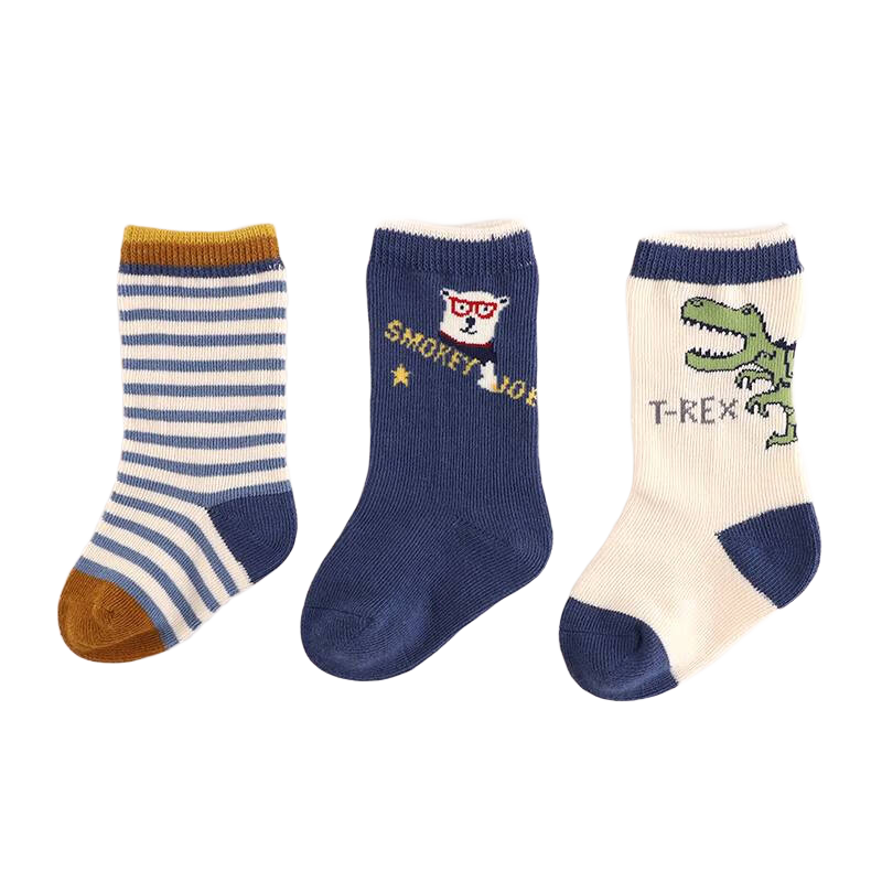 麗嬰房新生嬰兒兒襪子0到3個月春秋棉襪男秋冬薄款寶寶女中筒童襪 藍(lán)白 6M(適合腳長8-10cm）