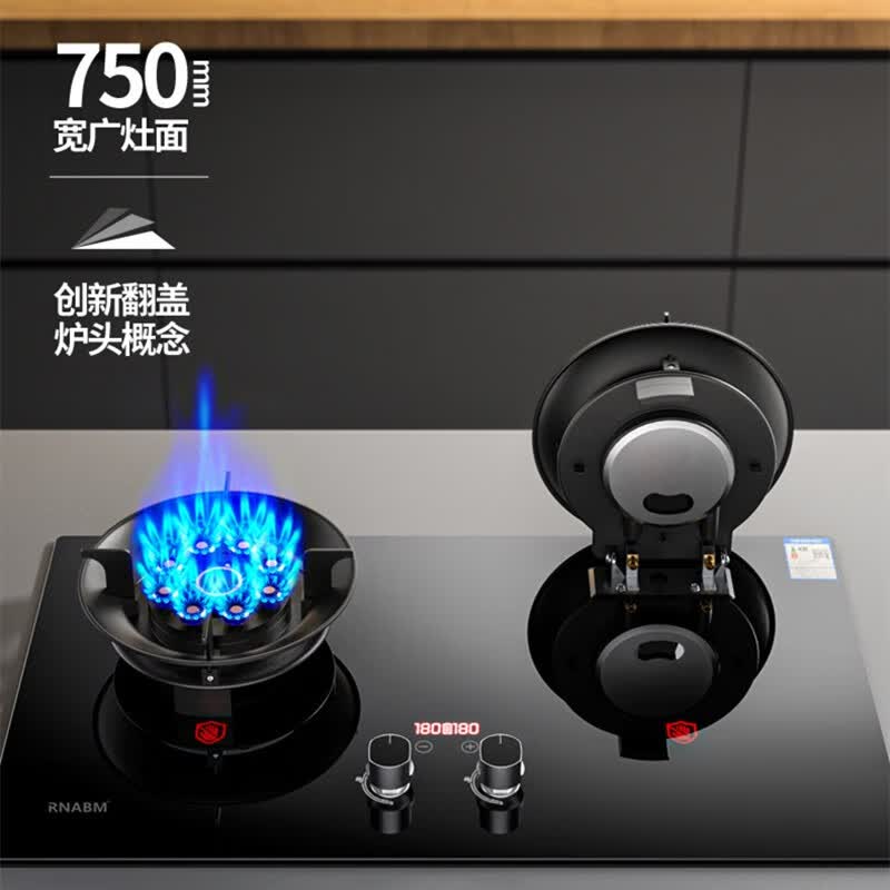 老板椅ROVBOANI家用燃气灶双灶翻盖折叠 猛火煤气定时炉天然气/液化汽魔 翻盖双九腔猛火定时灶 液化气