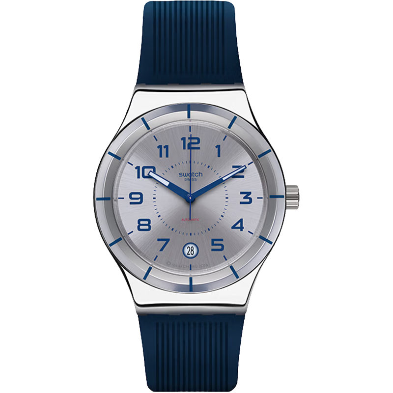 斯沃琪（Swatch）瑞士手表 裝置51金屬系列 海藍(lán) 中秋禮物自動(dòng)機(jī)械男女表YIS409